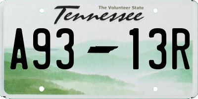 TN license plate A9313R