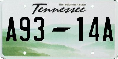 TN license plate A9314A