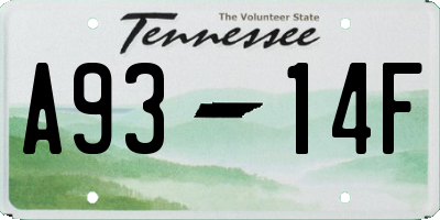 TN license plate A9314F