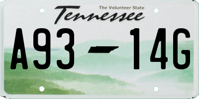 TN license plate A9314G