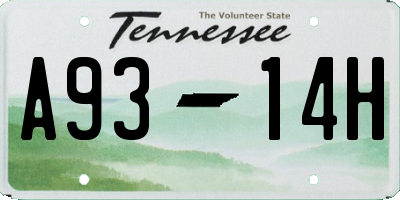 TN license plate A9314H
