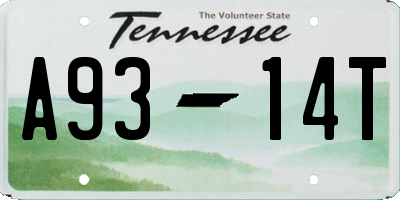 TN license plate A9314T