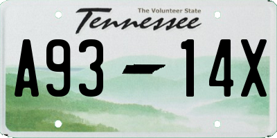 TN license plate A9314X