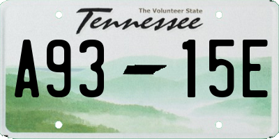 TN license plate A9315E