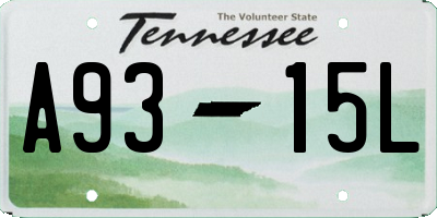 TN license plate A9315L