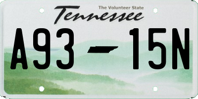 TN license plate A9315N