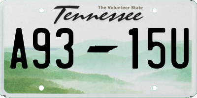 TN license plate A9315U