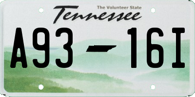 TN license plate A9316I