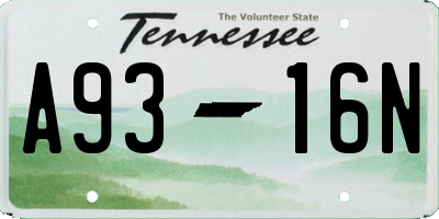 TN license plate A9316N