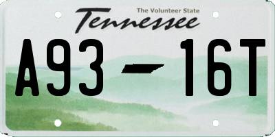 TN license plate A9316T