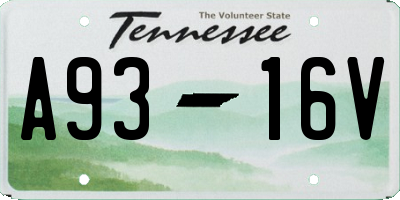 TN license plate A9316V