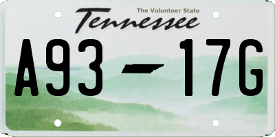 TN license plate A9317G