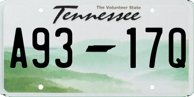 TN license plate A9317Q