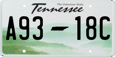 TN license plate A9318C