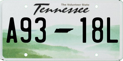TN license plate A9318L