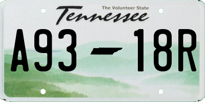 TN license plate A9318R