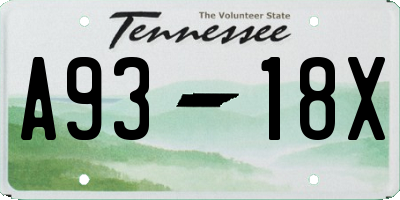 TN license plate A9318X