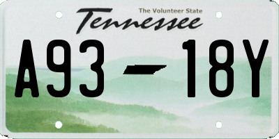 TN license plate A9318Y