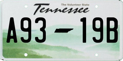 TN license plate A9319B
