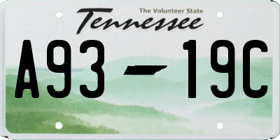 TN license plate A9319C