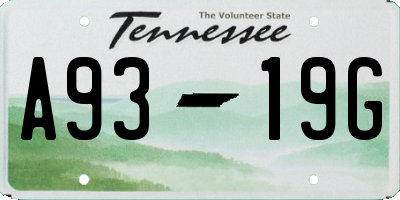 TN license plate A9319G