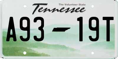 TN license plate A9319T
