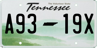 TN license plate A9319X