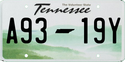 TN license plate A9319Y