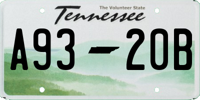 TN license plate A9320B