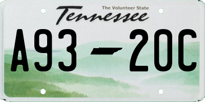 TN license plate A9320C