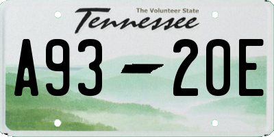 TN license plate A9320E