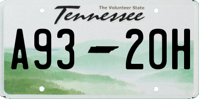 TN license plate A9320H