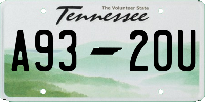 TN license plate A9320U