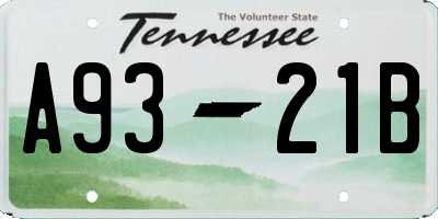 TN license plate A9321B