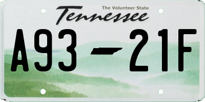 TN license plate A9321F