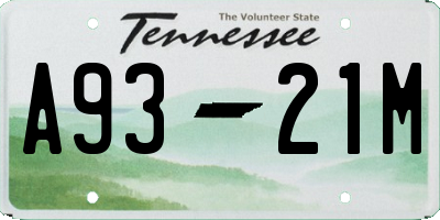 TN license plate A9321M