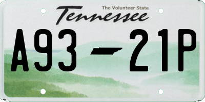 TN license plate A9321P