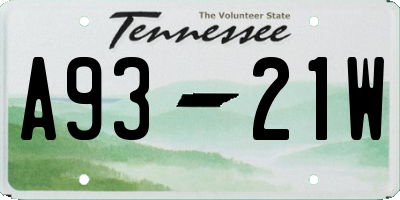 TN license plate A9321W