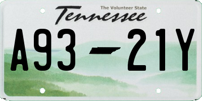 TN license plate A9321Y