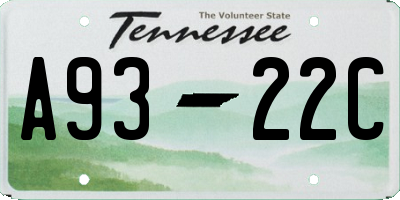 TN license plate A9322C