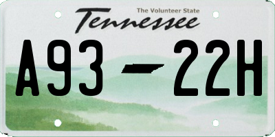 TN license plate A9322H