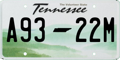 TN license plate A9322M