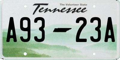 TN license plate A9323A