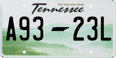 TN license plate A9323L