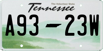 TN license plate A9323W