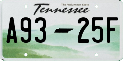 TN license plate A9325F