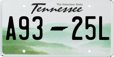 TN license plate A9325L