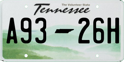 TN license plate A9326H