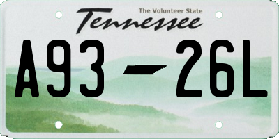 TN license plate A9326L