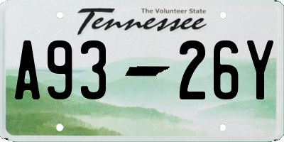 TN license plate A9326Y